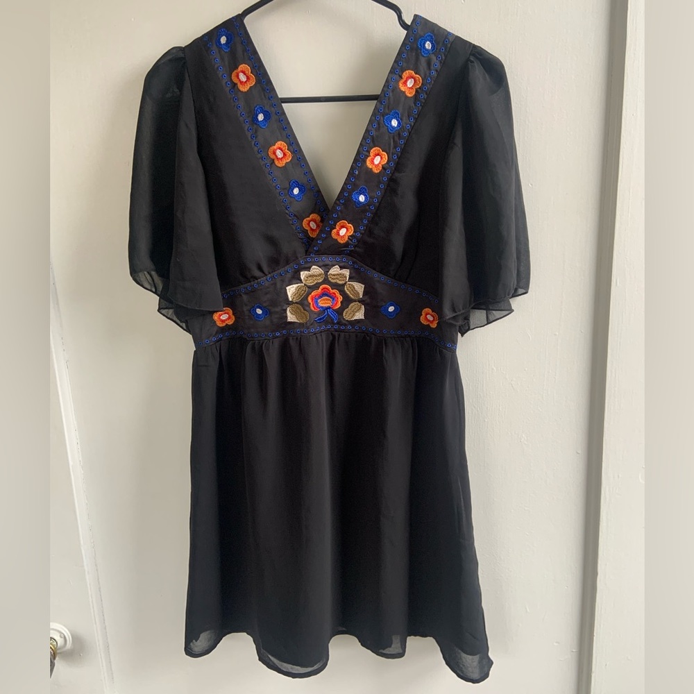 Black Embroidered Dress Size Small